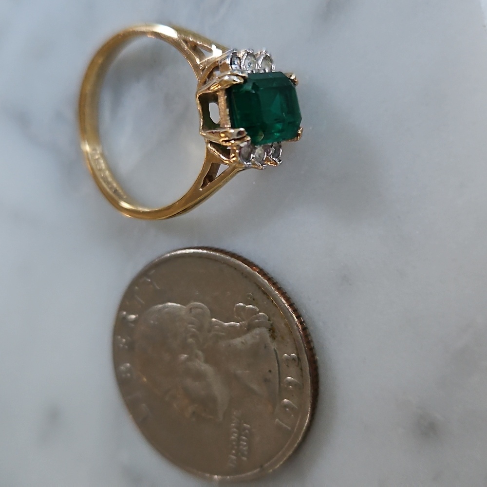 💚HP💚Joseph Esposito Signed CZ 14K Electroplate Matching Ring & Earrings - Picture 6 of 7